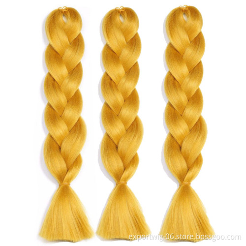 Jumbo Braiding Hair Extensions Yaki Perm Straight Long Solid And Mixed Color 24 Inch 100g Gray Black Synthetic Fiber